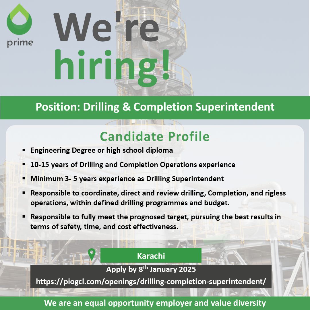 Prime Pakistan Limited Jobs Drilling & Completion Superintendent 1