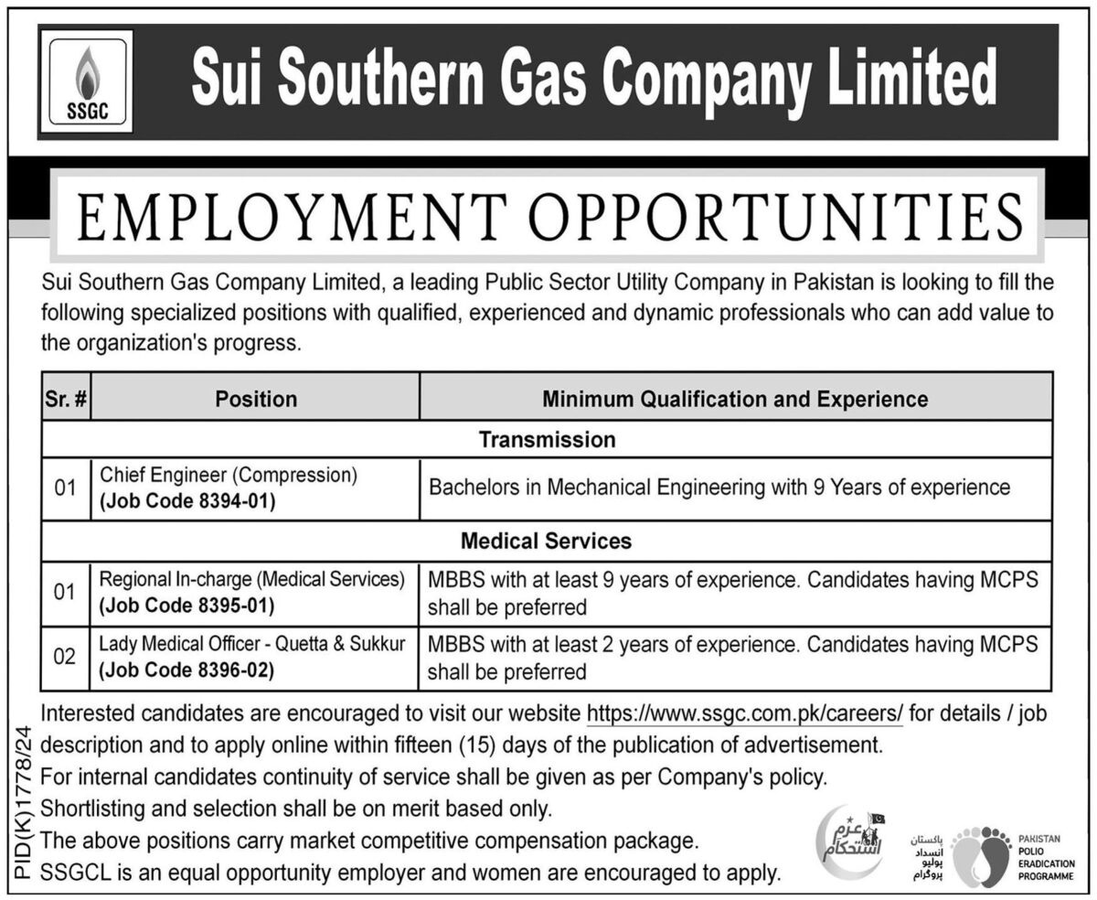 Sui Southern Gas Co Ltd SSGC Jobs December 2024 1