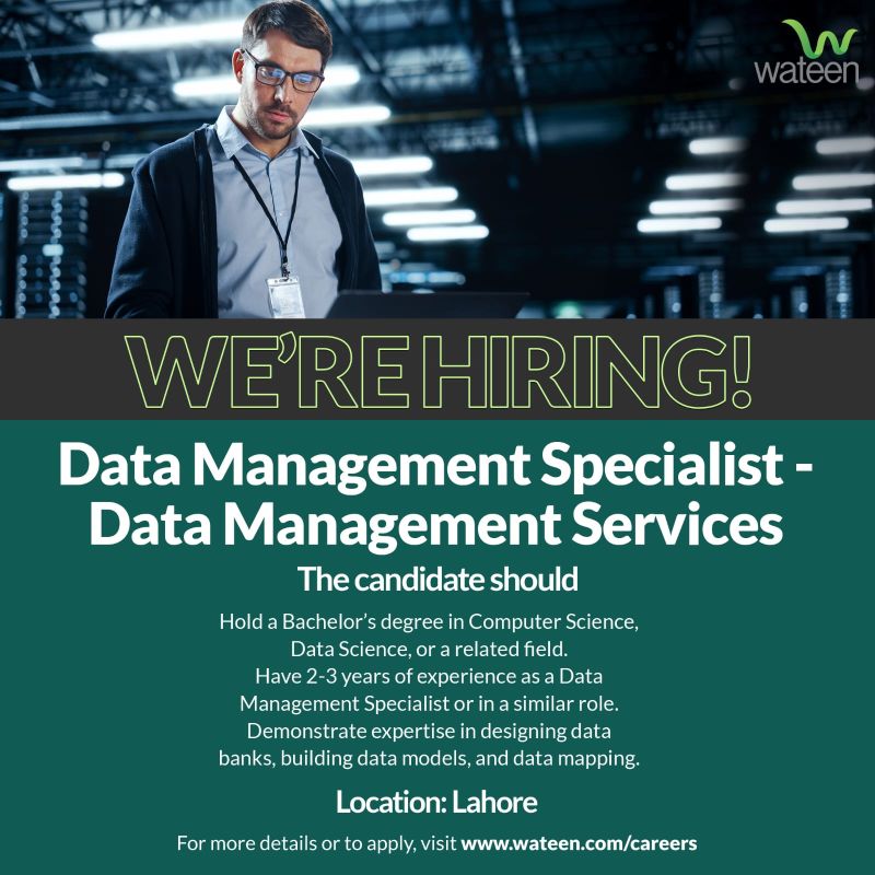 Wateen Telecom Limited Jobs Data Management Specialist 1