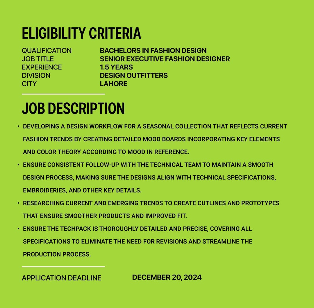 Outfitters Stores Pvt Ltd Jobs Sr Executive Fashion Designer 3