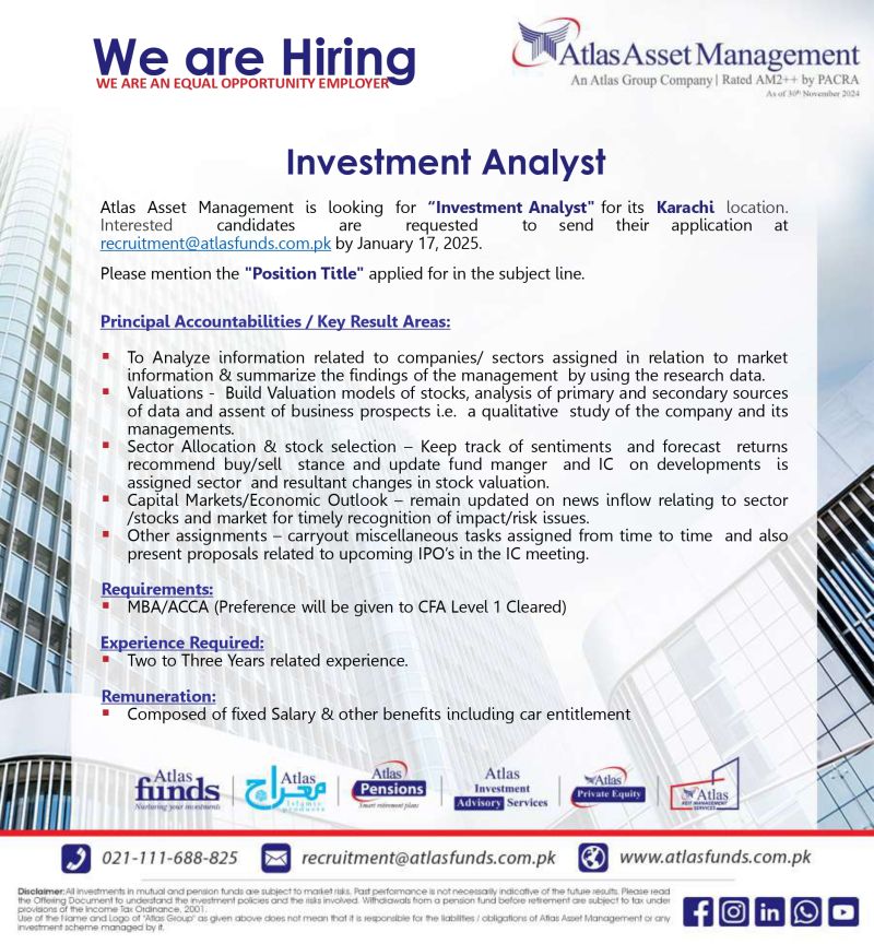 Atlas Asset Management Jobs Investment Analyst 1