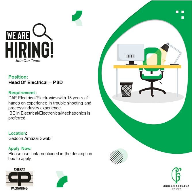 Cherat Packaging Ltd Jobs Head Of Electrical PSD 1