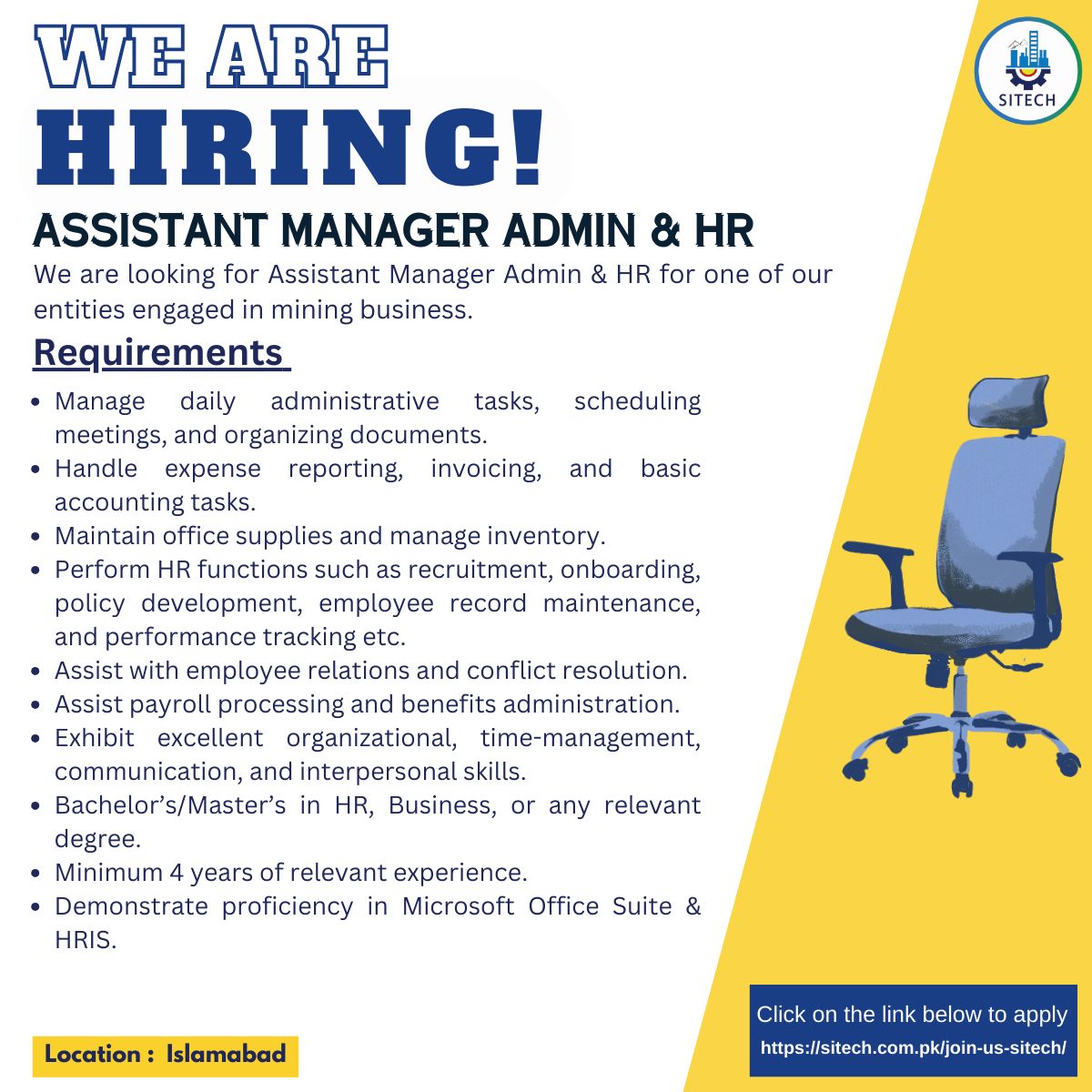SITECH Jobs Assistant Manager Admin & HR 1