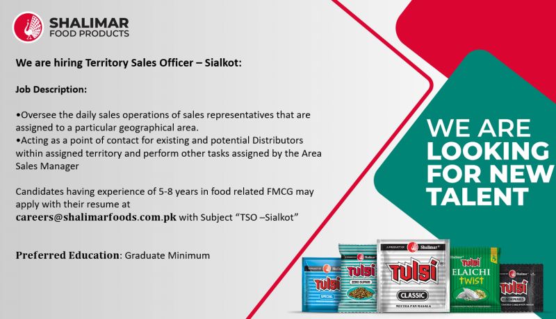 Shalimar Foods Products Jobs Territory Sales Officer 1