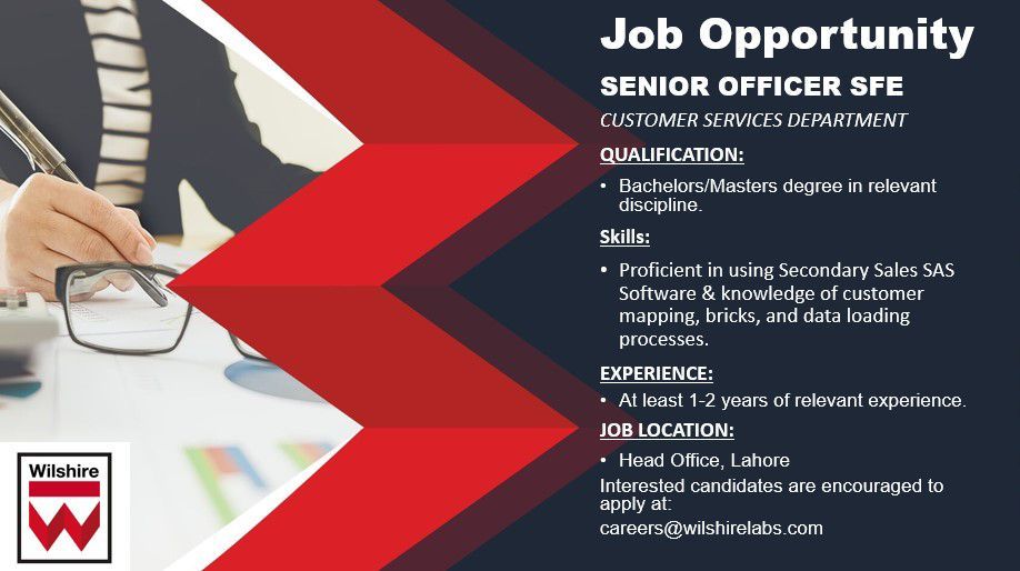 Wilshire Laboratories Jobs Sr Officer SFE 1