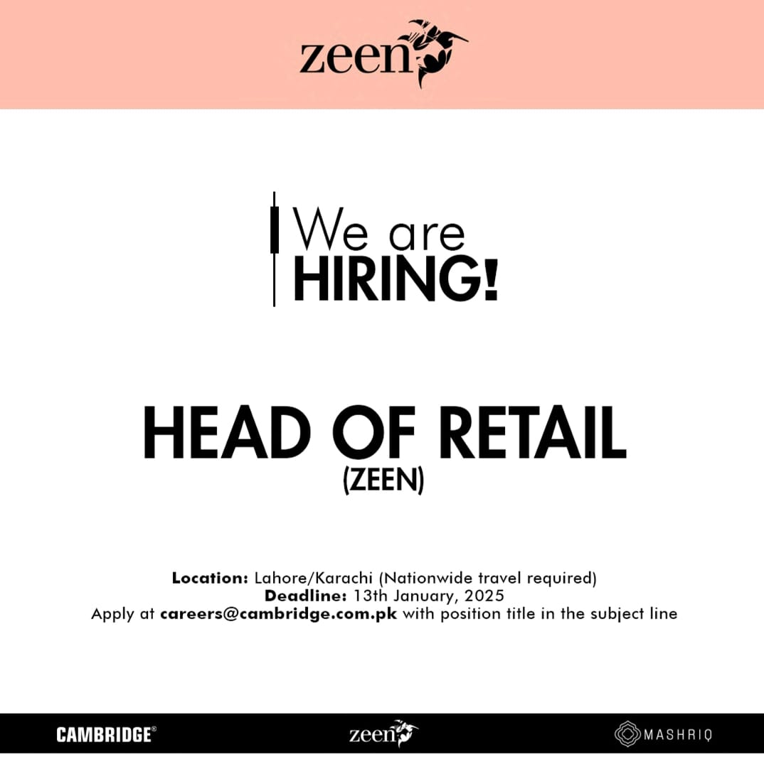 Zeen Cambridge Pvt Ltd Jobs Head of Retail 1