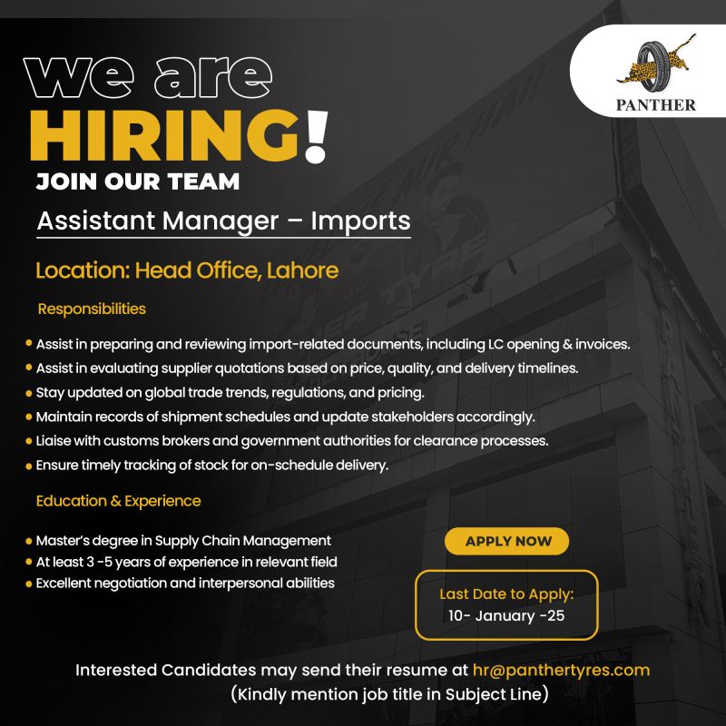Panther Tyres Limited Jobs January 2025 2