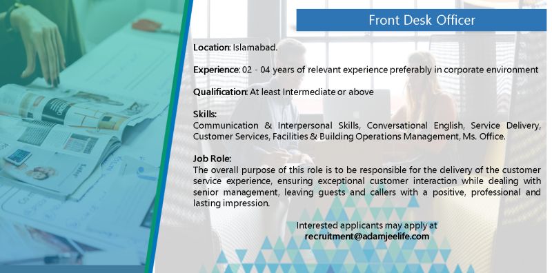 Adamjee Life Insurance Jobs Front Desk Officer 1