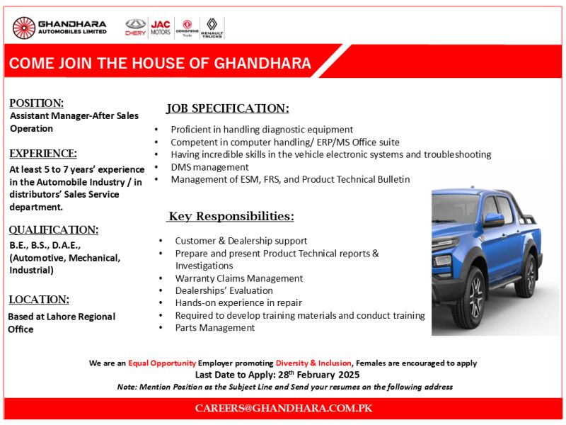 Gharadhara Automobiles Limited Jobs Assistant Manager After Sales Operation 1