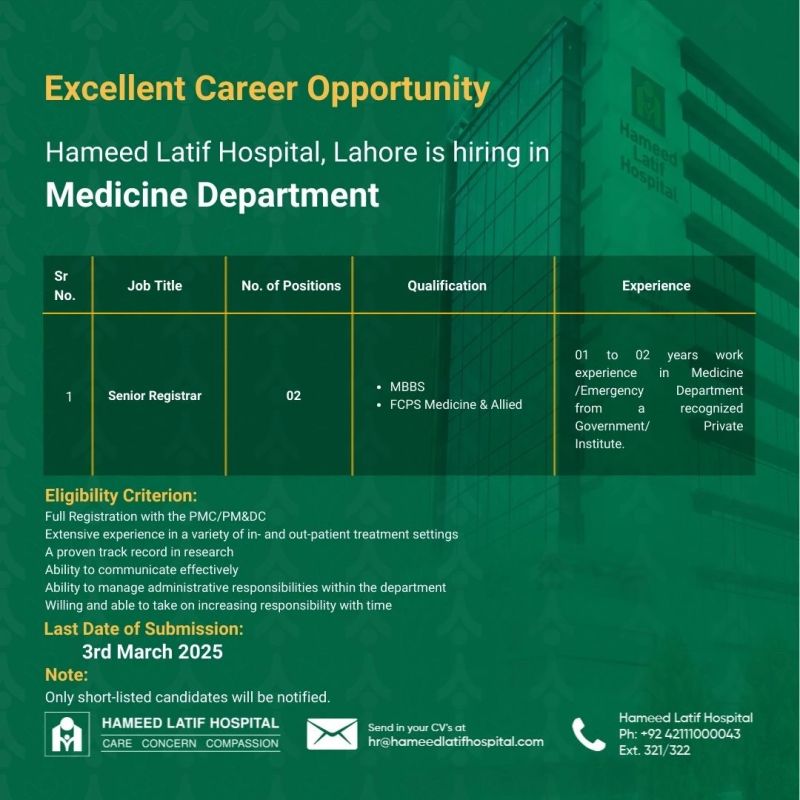 Hameed Latif Hospital Jobs Sr Registrar 1