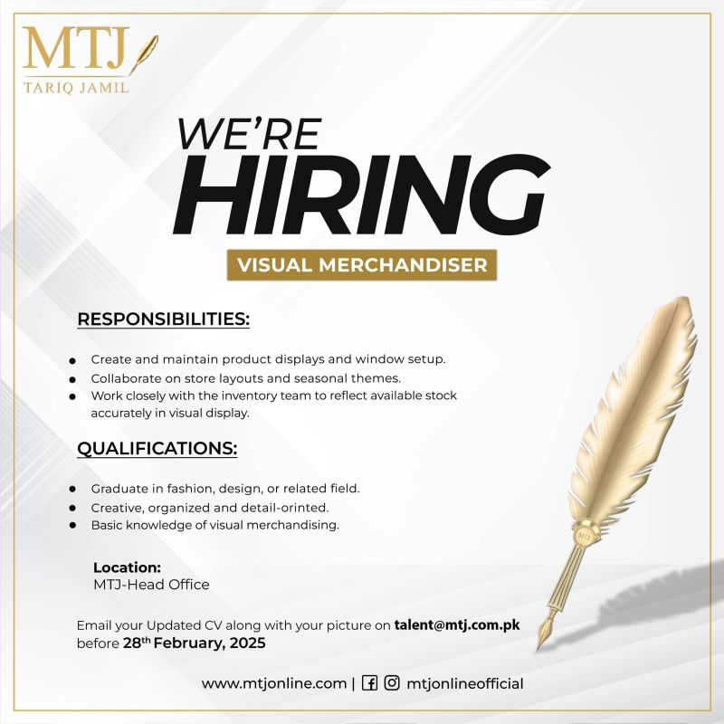 MTJ Tariq Jamil Jobs Visual Merchandiser 1