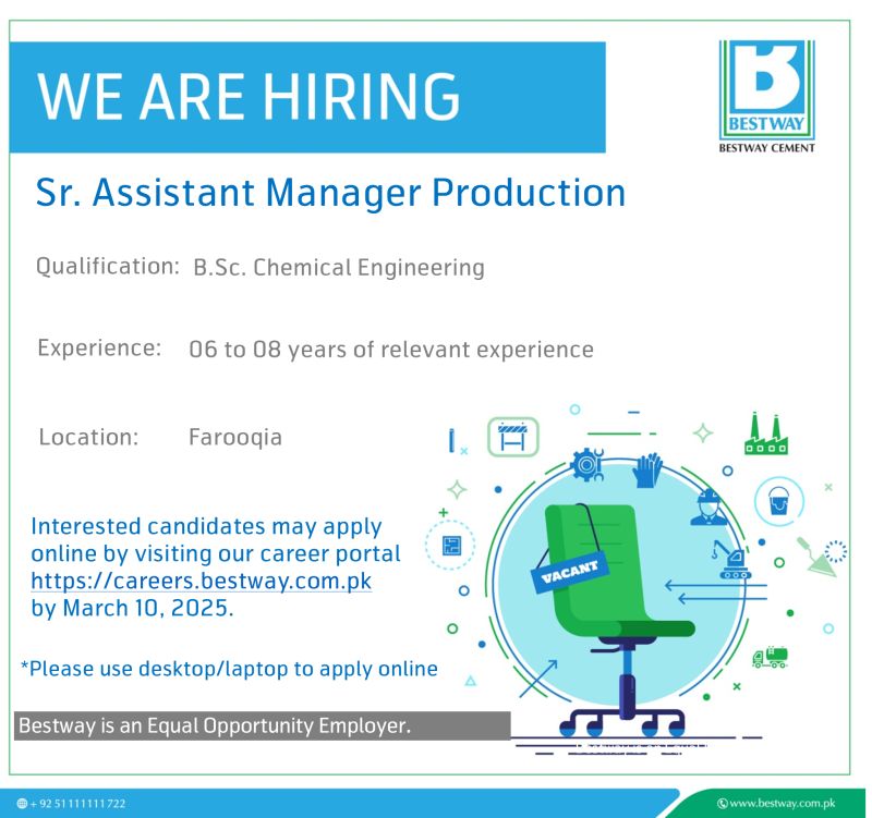 Bestway Cement Limited Jobs Sr Assistant Manager Production 1