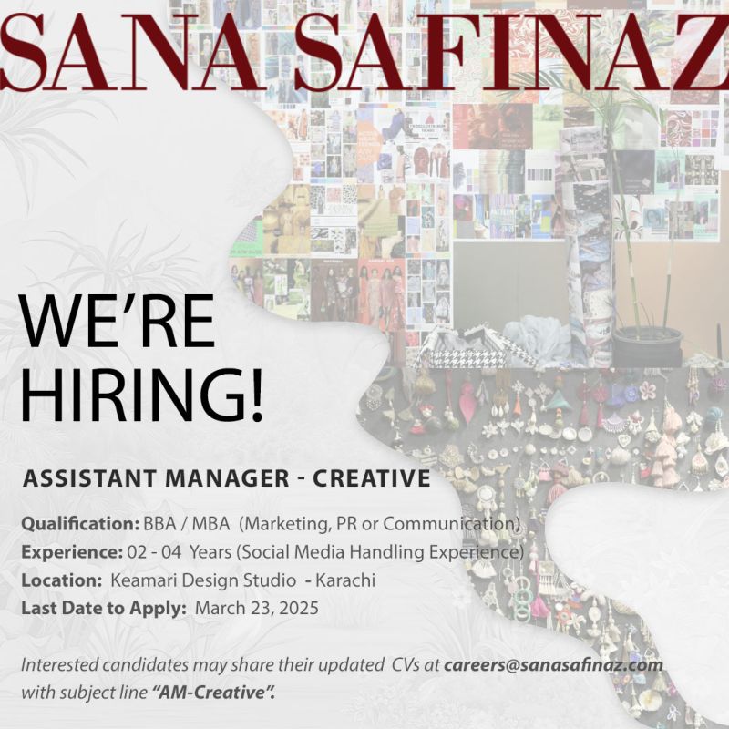 Sana Safinaz Jobs Assistant Manager Creative 1