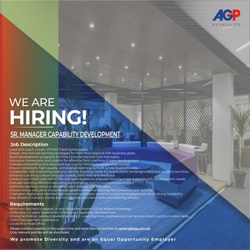AGP Pvt Ltd Jobs Sr Manager Capability Development 1