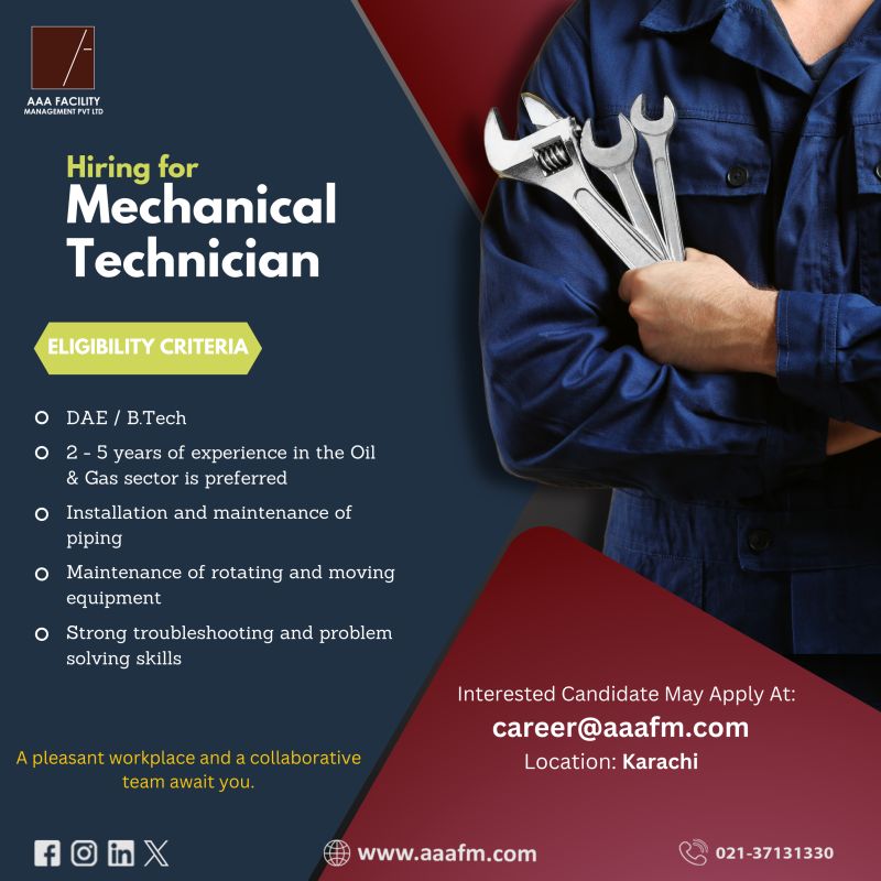 AAA Facility Management Limited Jobs Mechanical Technician 1