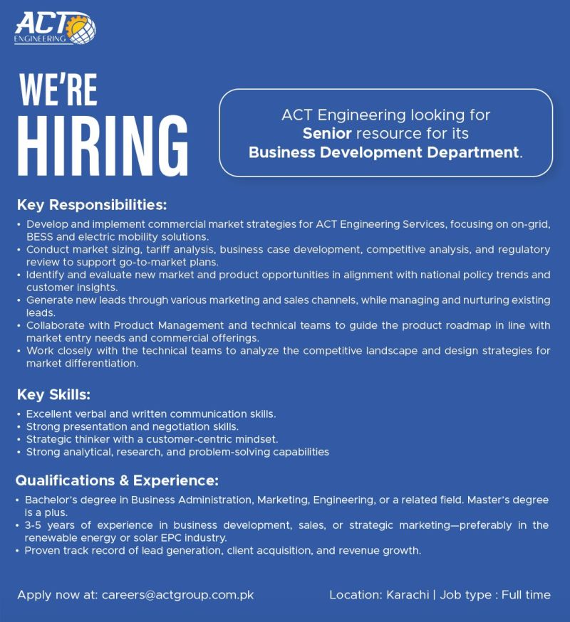 ACT Engineering Jobs Business Development Officer 1