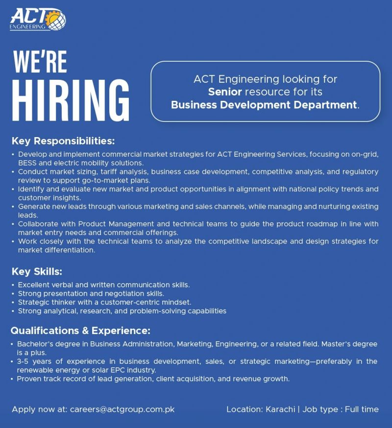 ACT Engineering Jobs Senior Resource Business Development 1