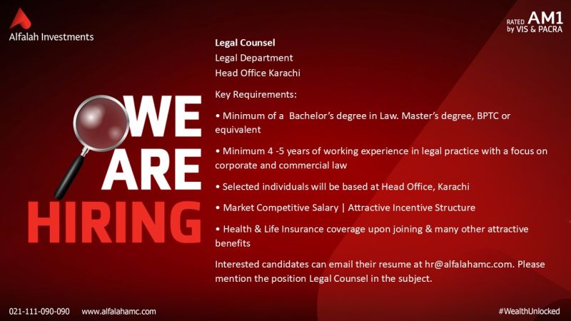 Alfalah Investments Jobs Legal Counsel 1