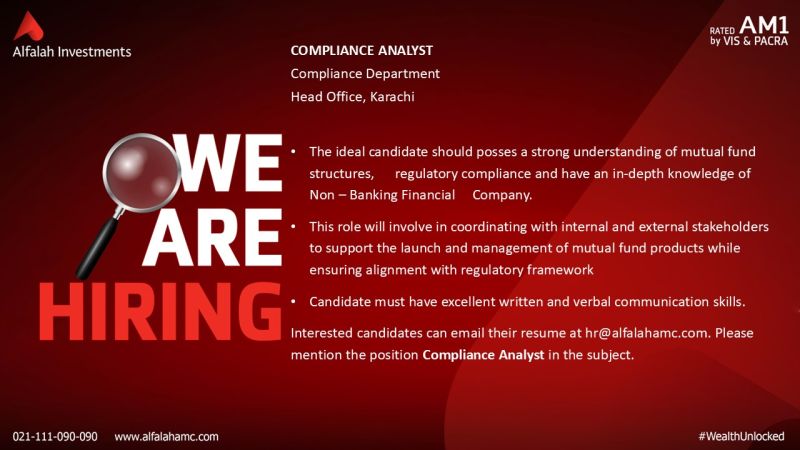 Alfalah Investments Jobs Compliance Analyst 1