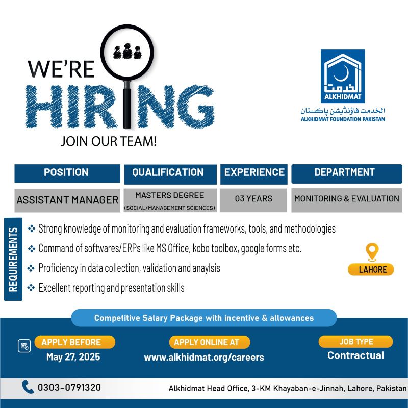 Alkhidmat Foundation Jobs Assistant Manager 1