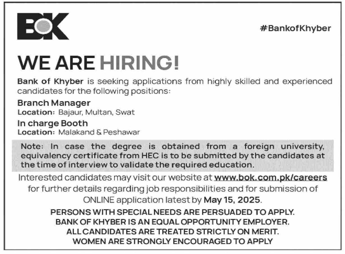 Bank Of Khyber BOK Jobs May 2025 1