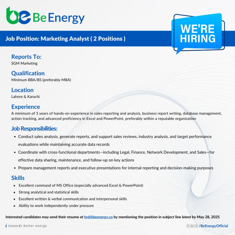 Be Energy Limited Jobs Marketing Analyst 1