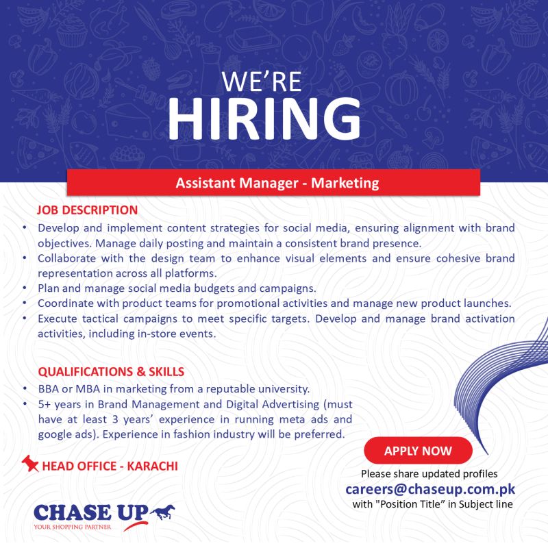 Chase Up Jobs Assistant Manager Marketing 1