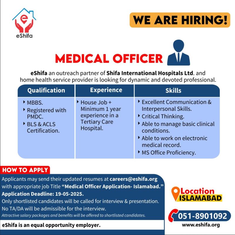 eShifa Jobs Medical Officer 1