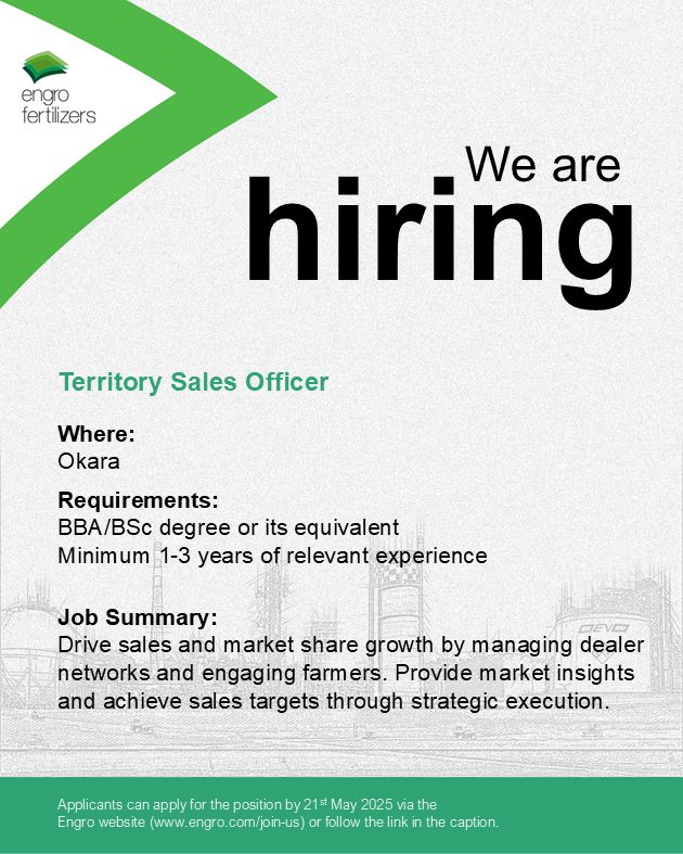 Engro Fertilizers Jobs Territory Sales Officer 1