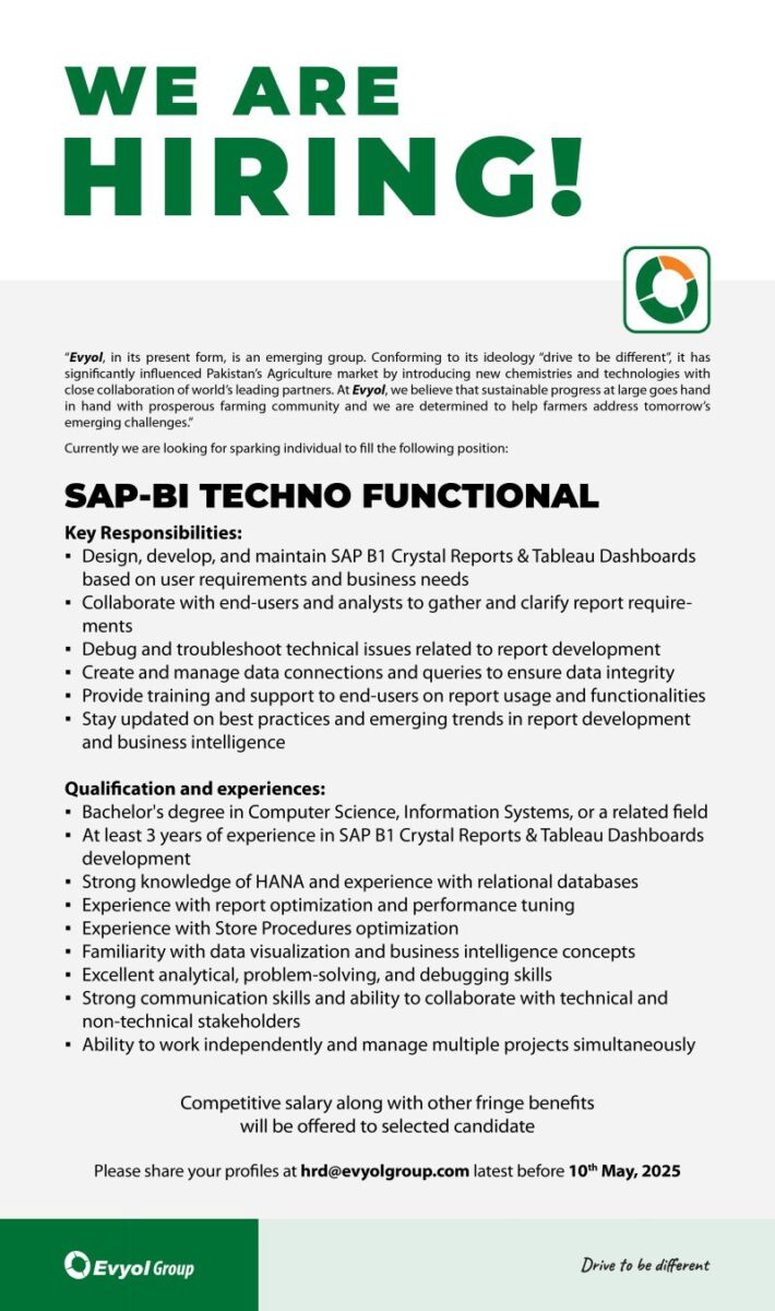 Evyol Group Jobs SAP BI Techno Functional 1