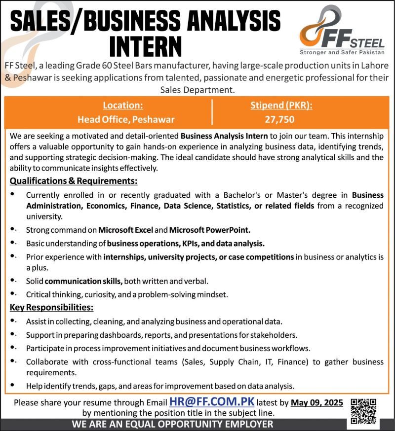 FF Steel Jobs Sales / Business Analysis Intern 1