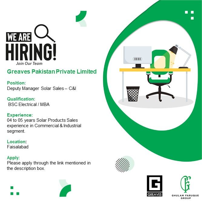 Greaves Pakistan Pvt Ltd Jobs Deputy Manager Solar Sales C&I 1