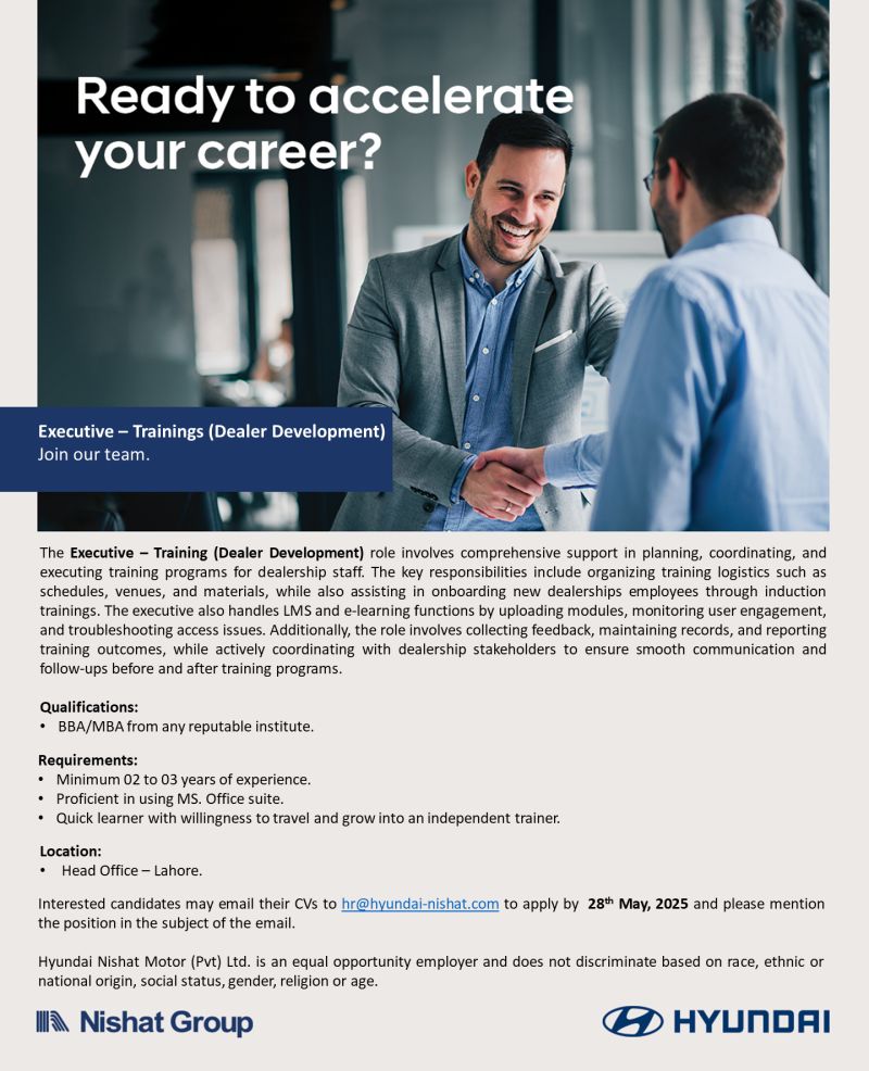 Hyundai Nishat Motor Pvt Ltd Jobs Executive Trainings 1