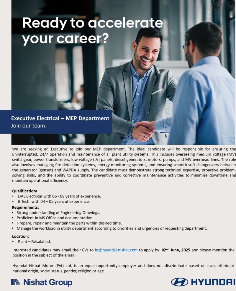 Hyundai Nishat Motor Pvt Ltd Jobs June 2025 1