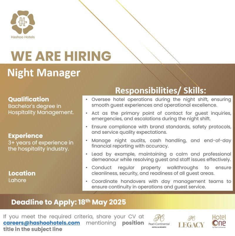 Hashoo Hotels Jobs Night Manager 1