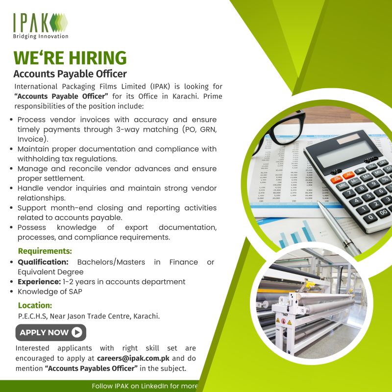 International Packaging Films Limited (IPAK) Jobs Accounts Payable Officer 1