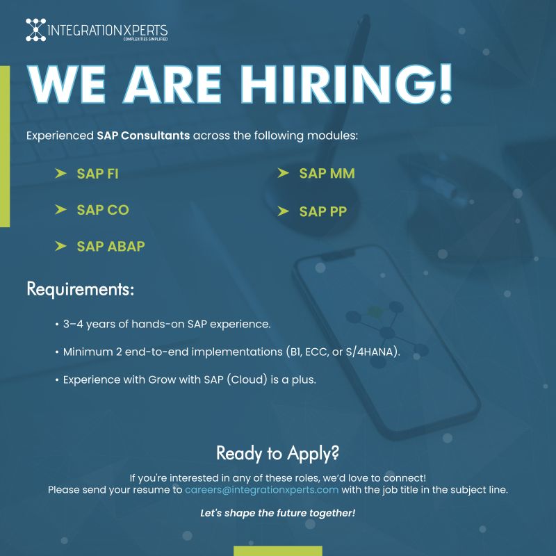 Integration Experts Pvt Ltd Jobs SAP Consultant 1