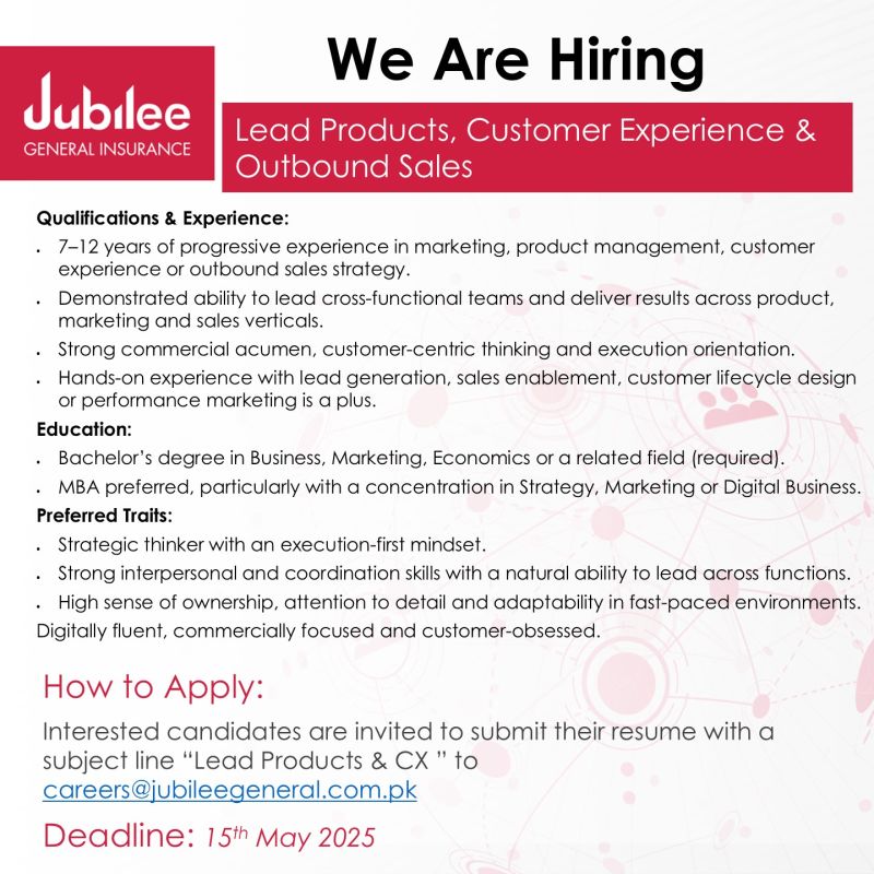 Jubilee General Insurance Jobs Lead Products Customer Experience & Outbound Sales 3