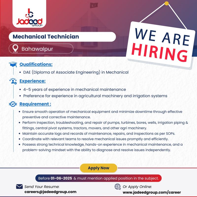 Jadeed Group Of Companies Jobs Mechanical Technician 1