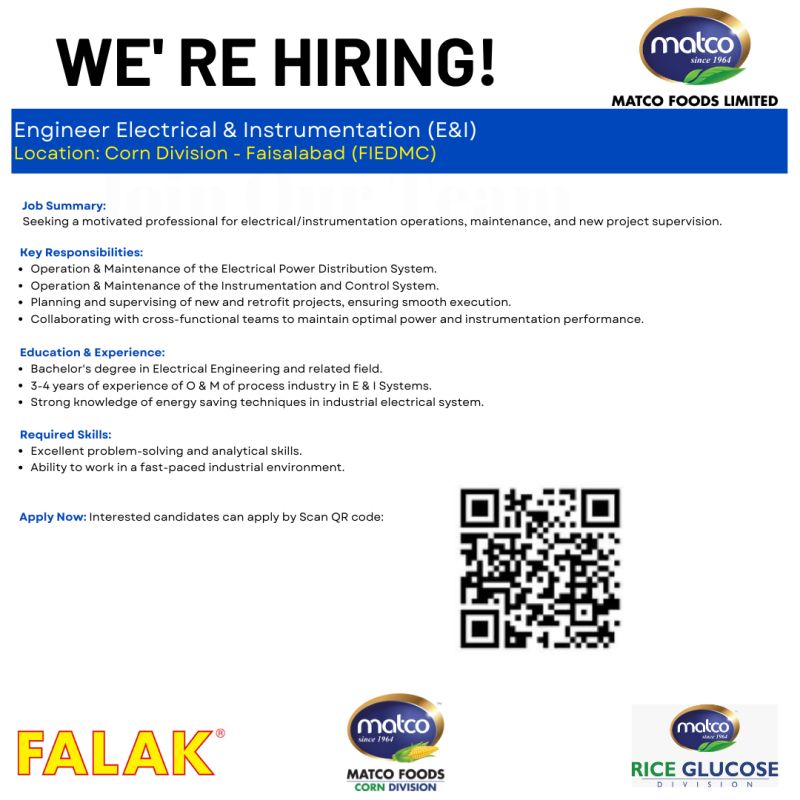 Matco Foods Limited Jobs Engineer E&I 1