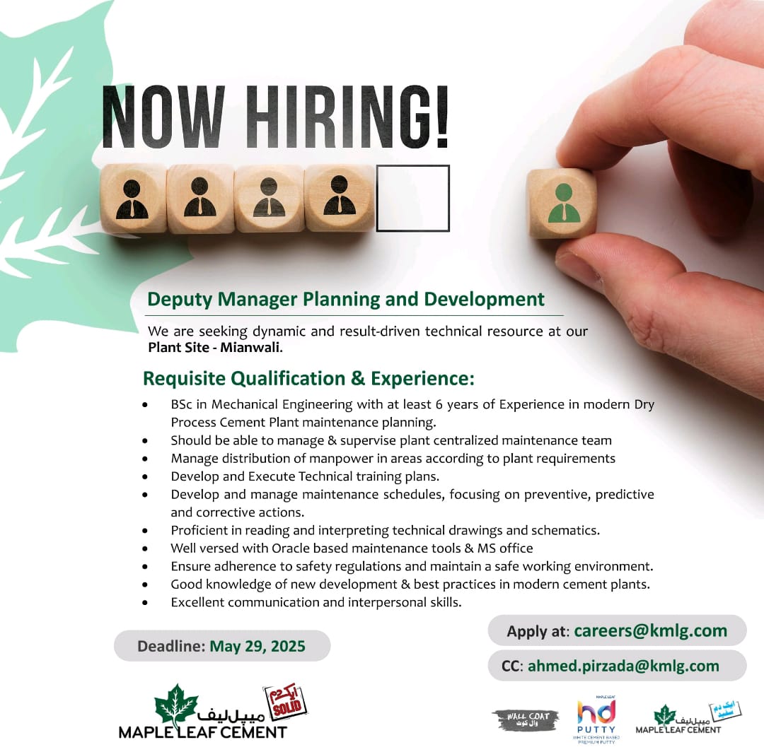 Maple Leaf Cement Factory Limited Jobs May 2025 1