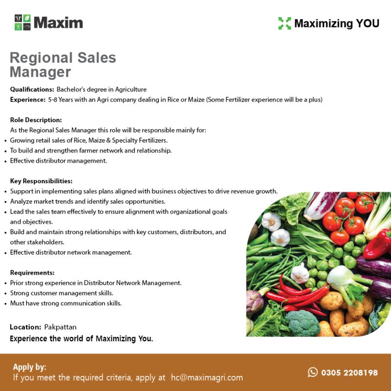 Maxim Agri Pvt Ltd Jobs Regional Sales Manager 1