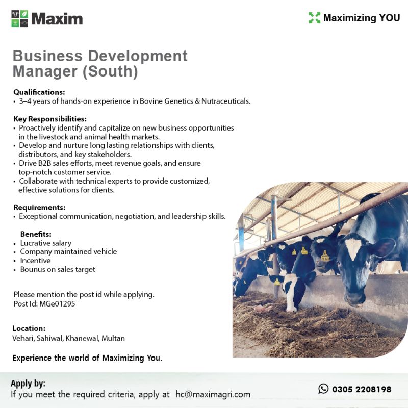 Maxim Agri Pvt Ltd Jobs Business Development Manager 1