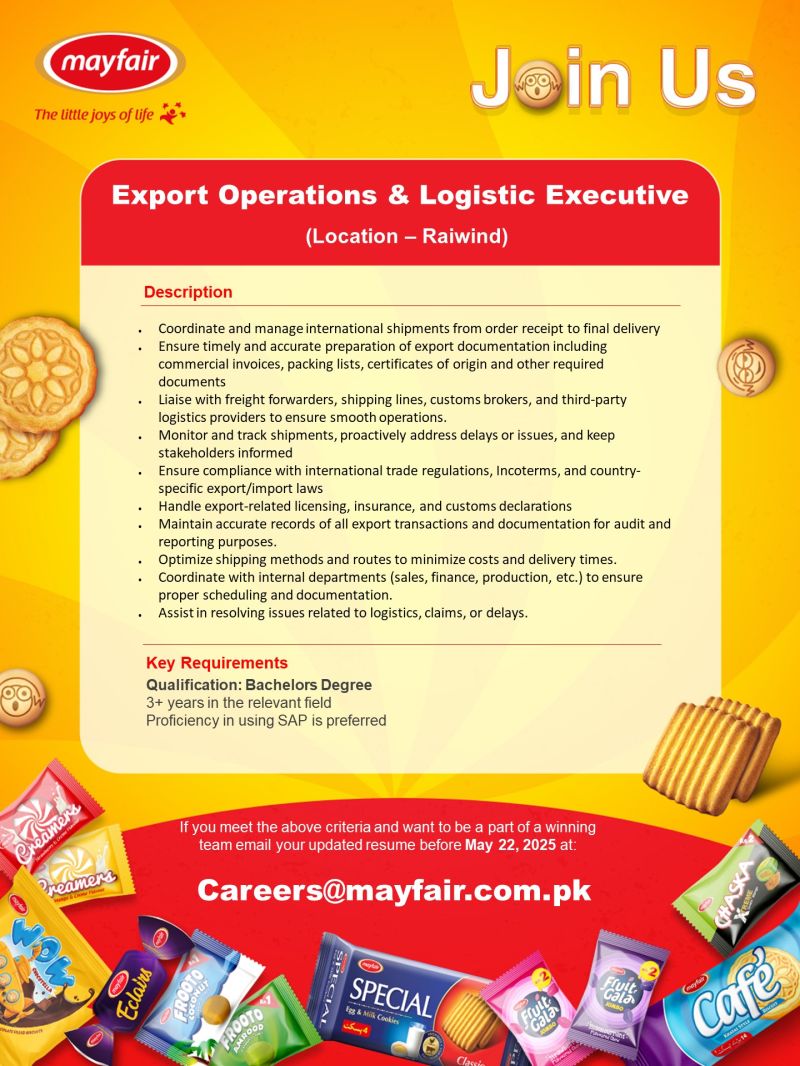 Mayfair Pakistan Jobs Export Operations & Logistic Executive 1