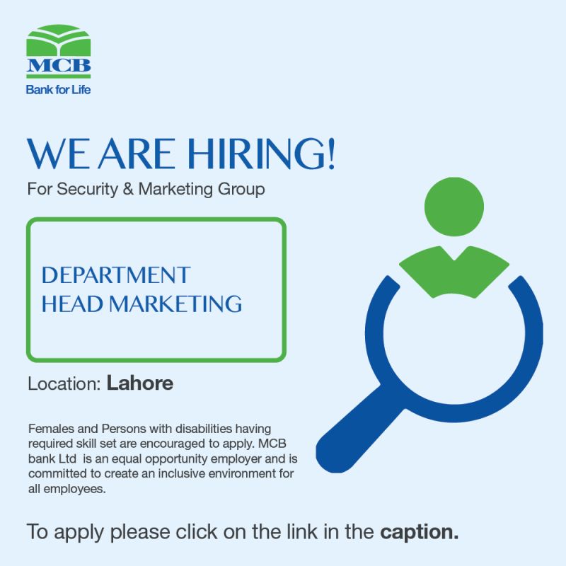 MCB Bank Limited Jobs Department Head Marketing 1