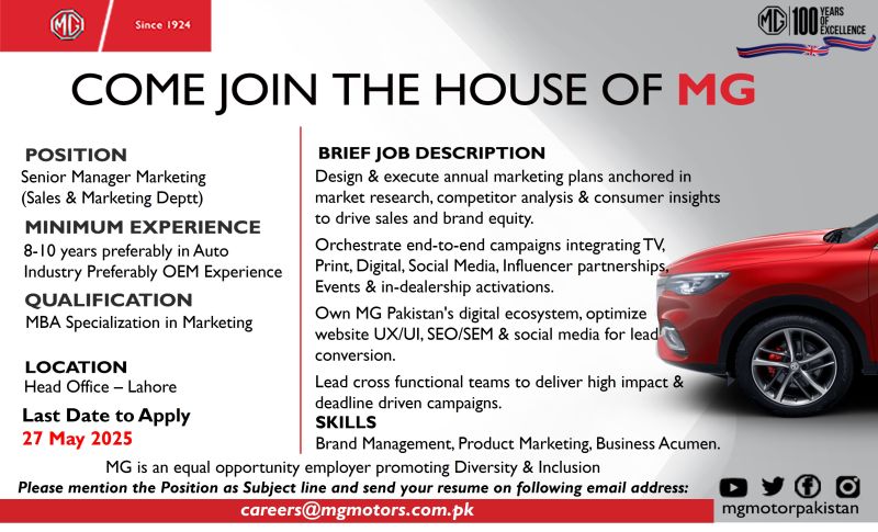 MG Motors Jobs May 2025 1