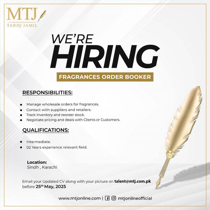 MTJ Tariq Jamil Jobs Order Bookers 2