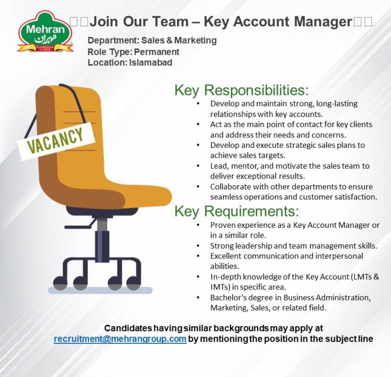 Mehran Group Jobs Key Account Manager 1