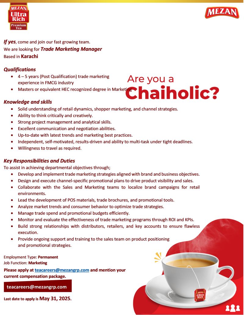 Mezan Tea Pvt Ltd Jobs May 2025 1
