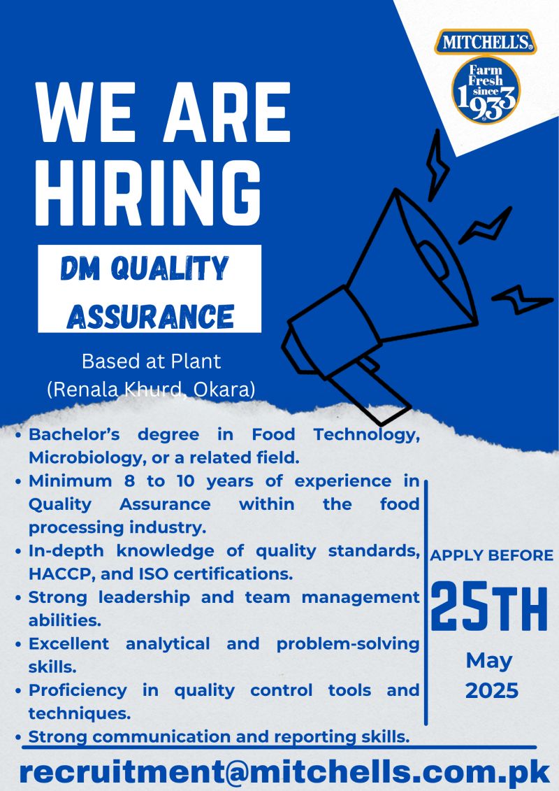 Mitchell's Fruit Farms Limited MFFL Jobs Deputy Manager Quality Assurance 1